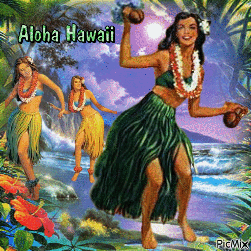 Aloha Hawaii - Vintage - Бесплатный анимированный гифка