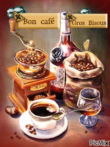 bon café gros bisous - Bezmaksas animēts GIF