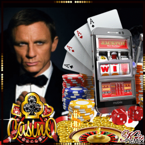 casino avec un portrait d'un homme🌹🌼 - Ingyenes animált GIF