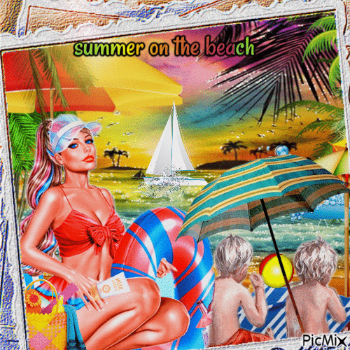 summer on the beach - GIF animé gratuit