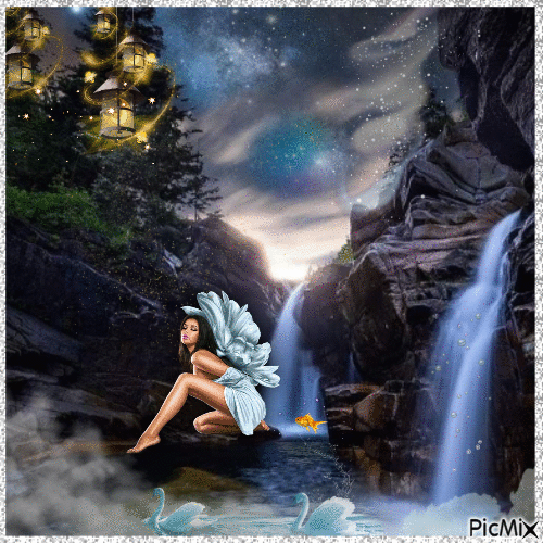 Fairy by the water - Gratis animerad GIF