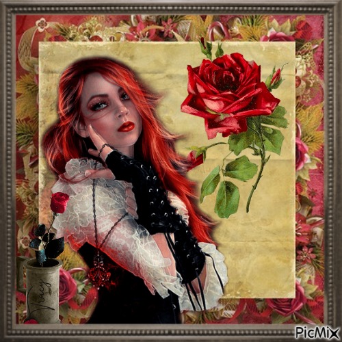 Girl with roses