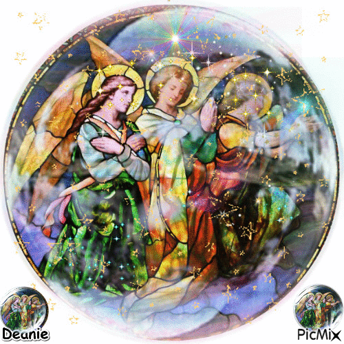 Angels; Stained Glass Globe - Nemokamas animacinis gif