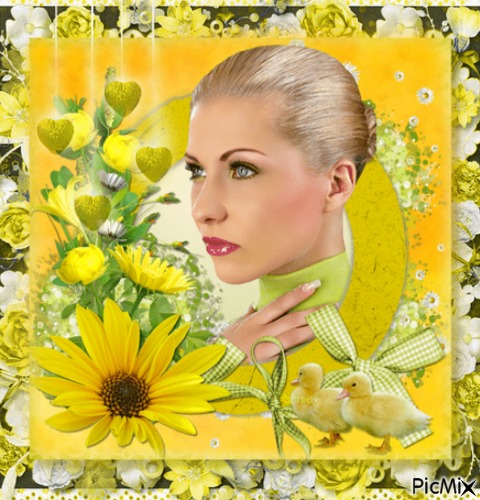 woman in yellow - zdarma png