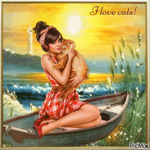 Concours : Dame et son chat - 免费动画 GIF