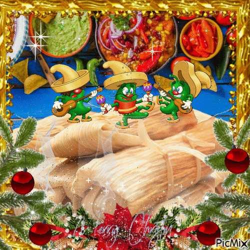 The traditional Xmas dinner "Tamales" - 無料のアニメーション GIF