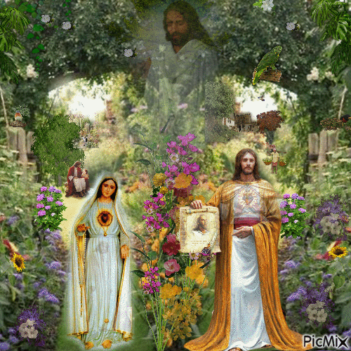 Jesus and Mary, Garden of Delight - Gratis geanimeerde GIF