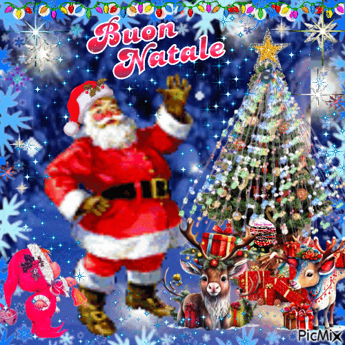 💐Santa Claus with reindeer💐 - Free animated GIF