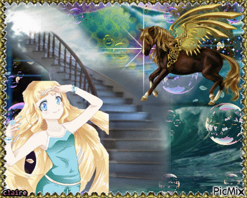la princesse et le cheval aillé - Gratis animerad GIF