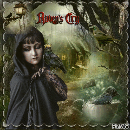 femme corbeau gothic - Gratis geanimeerde GIF