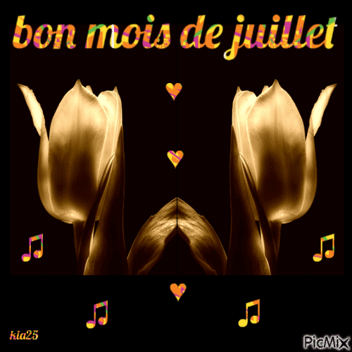 tulipes et notes - GIF animado grátis