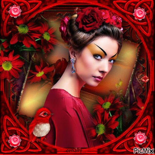Portrait d'une femme en rouge - фрее пнг