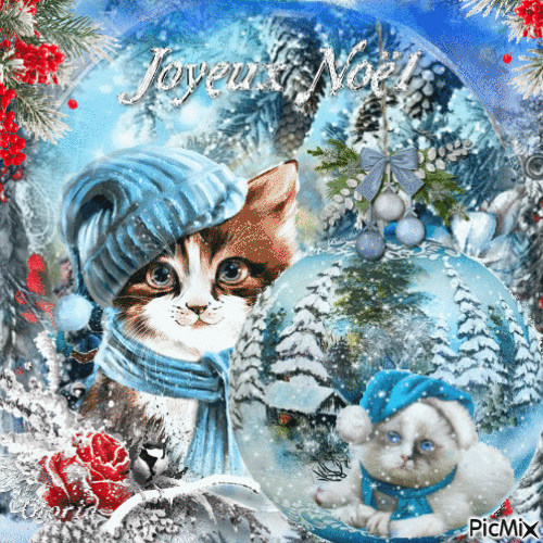 Boule de Noël avec un chat - Ingyenes animált GIF
