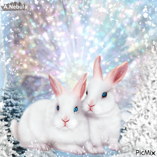 Happy winter with Buddy Bunny - GIF animé gratuit