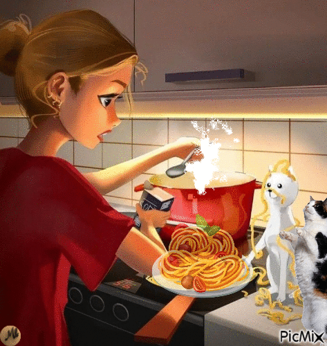 En la cocina - Безплатен анимиран GIF