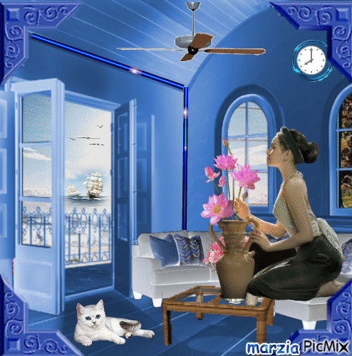 chambre blue - Darmowy animowany GIF