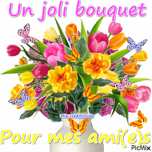 Bouquet pour mes ami(e)s :) - GIF animé gratuit