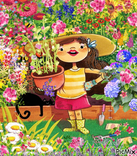 Prête pour le jardinage - GIF animado gratis