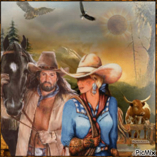 Couple de cowboys. - GIF animado gratis