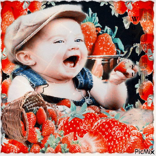 Ich liebe Erdbeeren! - Gratis animeret GIF