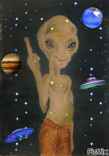 L'alien Paul peint par Gino Gibilaro - GIF animé gratuit