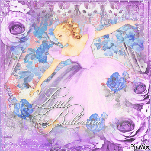ballerina blue purple flowers - GIF animé gratuit