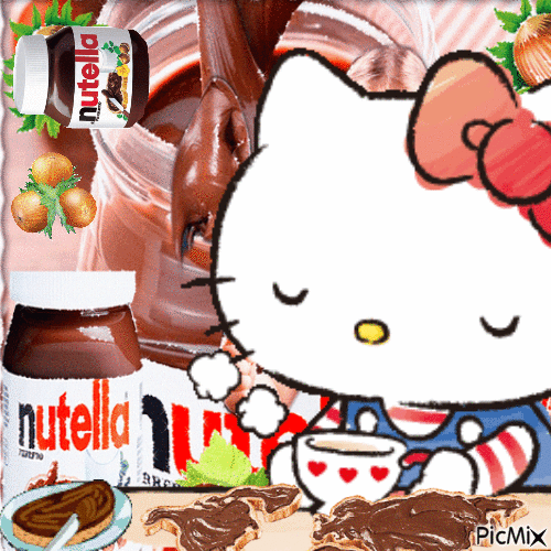 Kitty et Nutella - Free animated GIF