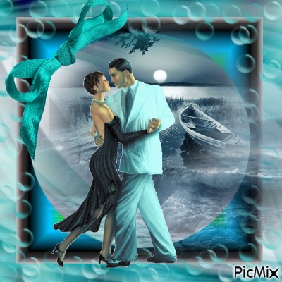 couple dancing moonlight - png grátis