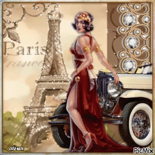 Femme avec sa voiture à Paris..concours - GIF animé gratuit