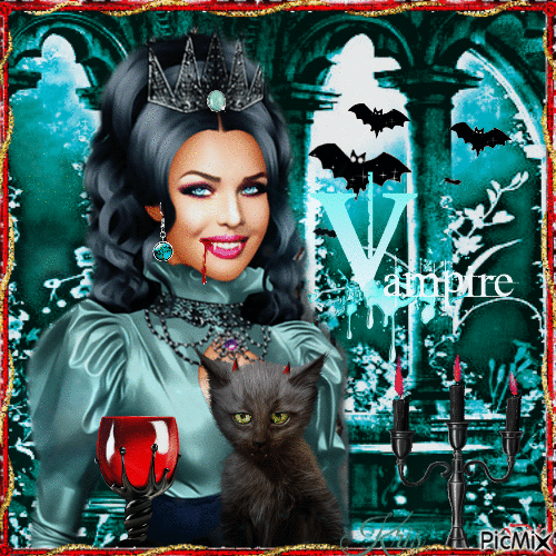 Femme vampire gothique🖤🍷🧛‍♂️ - Ingyenes animált GIF