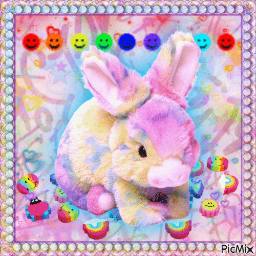 Rainbow Bunny - GIF animé gratuit