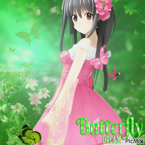 Concours : Fleuri rose et vert - Anime - Darmowy animowany GIF