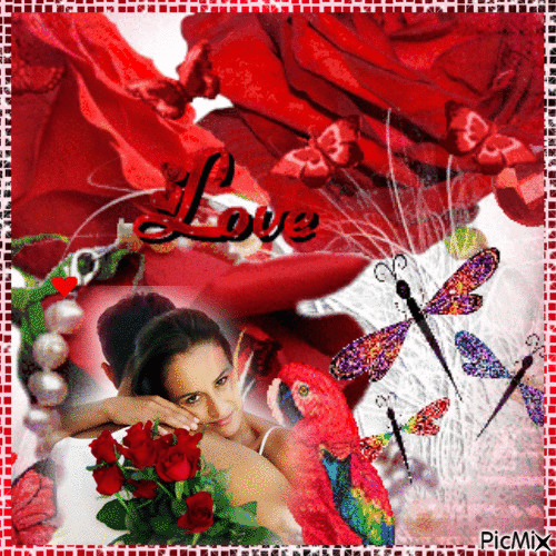 J'aime les roses rouges - Бесплатный анимированный гифка