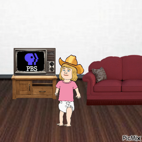 Western baby in living room - 免费动画 GIF