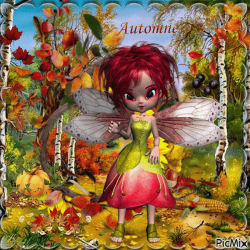 Fée Rousse d'Automne - Free animated GIF