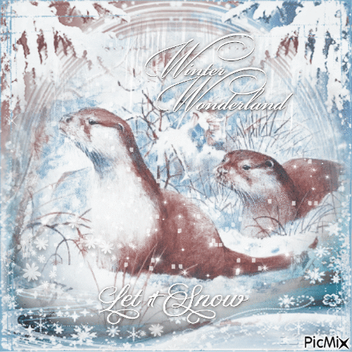 Winter otter animals - GIF animado grátis
