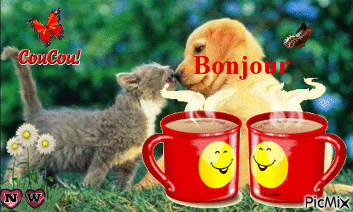 Bonjour les amis - Бесплатный анимированный гифка