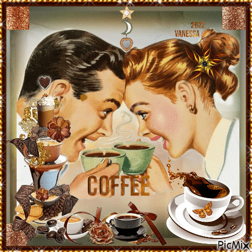 L'heure du café - Vintage 🥐🍟🥣 - Zdarma animovaný GIF