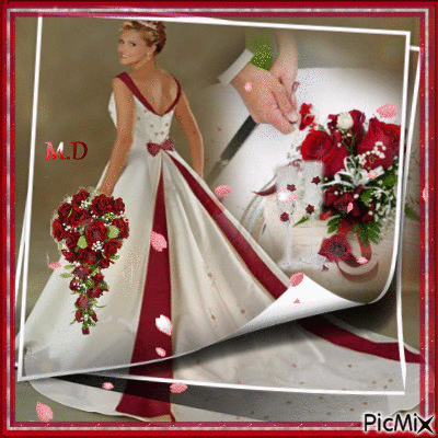 Vestido de novia blanco y rojo - Free animated GIF