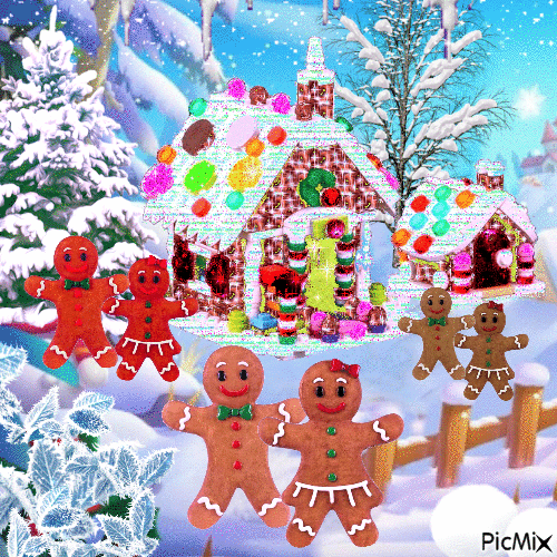 Happy winter Gingerbread village - Ilmainen animoitu GIF