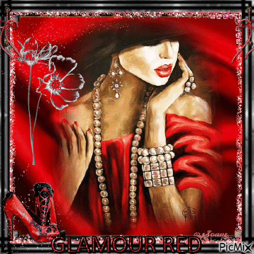 Mujer glamurosa en rojo - Gratis geanimeerde GIF
