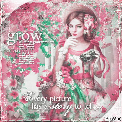 Spring woman vintage - Gratis animeret GIF