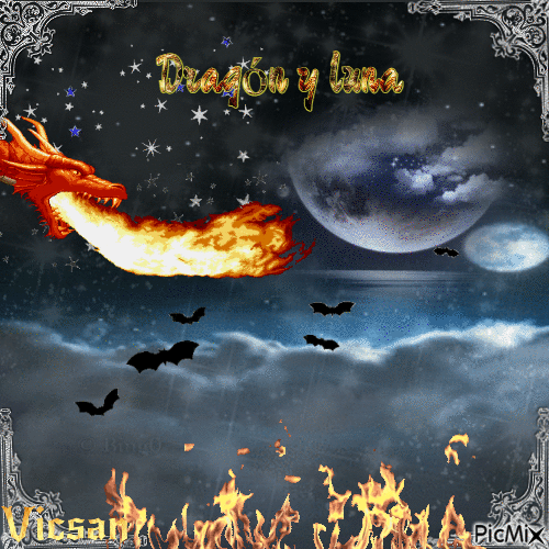 Dragón y Luna - Darmowy animowany GIF