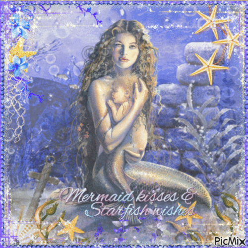 A Mermaid Sitting On a Rock - Free animated GIF