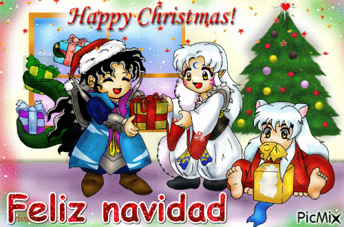 Feliz navidad con naraku, sesshomaru e inuyasha. - GIF animate gratis