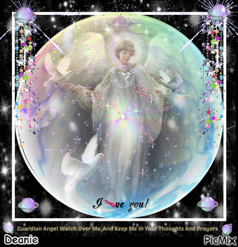 Angel Guardian in Pearlessence Globe with Saying: - Gratis geanimeerde GIF