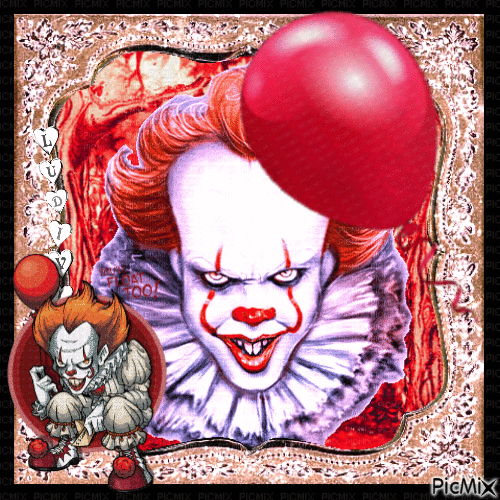 Clown effrayant...🎈🎈🎈 - GIF animé gratuit