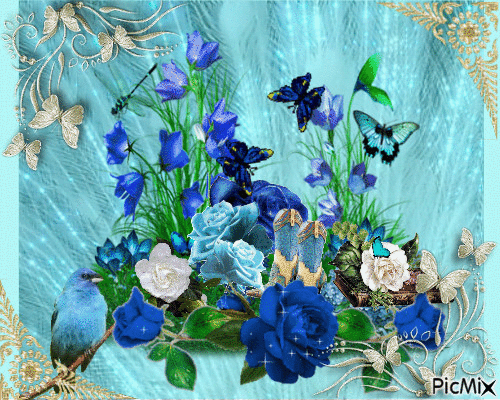 Roses bleus - GIF animado grátis