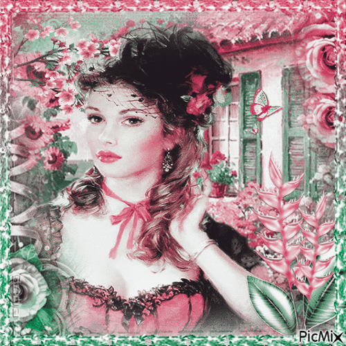Woman in Green and Pink - Animovaný GIF zadarmo