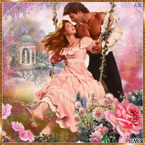 Couple in rose garden - Gratis geanimeerde GIF
